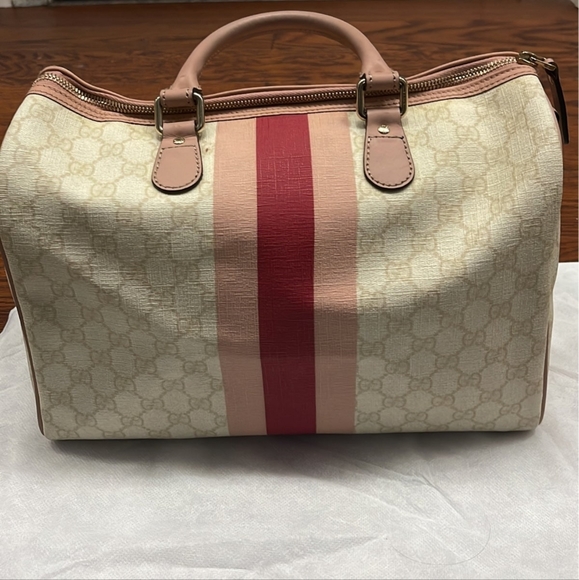 Gucci Script Web Boston Bag GG Coated Canvas Medium - Picture 4 of 13